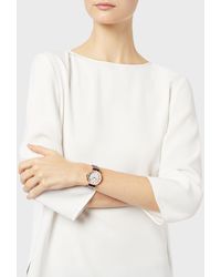 Emporio Armani Reloj De Piel Burdeos Con Dos ecillas - Marrón