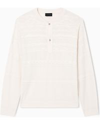 Emporio Armani - Lyocell-Blend, Henley Neckline Jumper - Lyst