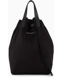 Emporio Armani - Drawstring Canvas Sack Bag With Shoulder Strap - Lyst