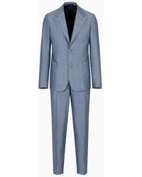 Emporio Armani - Single-breasted Suit In An Ultra-light Tropical Virgin Wool And Linen-blend Fabric - Lyst