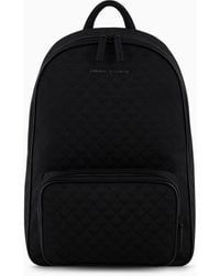 Emporio Armani - Nylon Backpack With All-over Jacquard Eagle - Lyst
