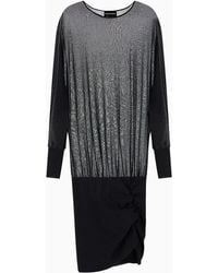 Emporio Armani - Sheer Lurex Short Dress With Stretch Skirt And Draping - Lyst