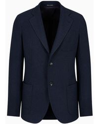 Emporio Armani - Modern-fit Single-breasted Jacket In A Virgin-wool-blend Mouliné Chevron Weave - Lyst
