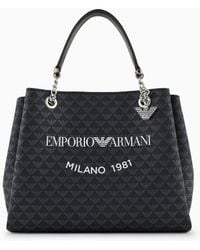 Emporio Armani - Handtasche Mit Allover-adler Und Logo-print Milano 1981 - Lyst