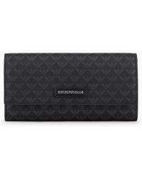 Emporio Armani - All-over Eagle Wallet With Flap - Lyst