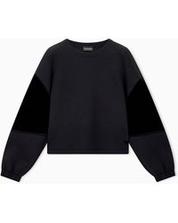 Emporio Armani - Double Jersey Sweatshirt With Chenille Tape Travel Essential - Lyst