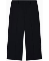 Emporio Armani - Compact Stretch Wool Canvas Trousers - Lyst