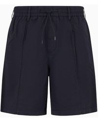 Emporio Armani - Linen-blend Twill Bermuda Shorts With Crease And Elasticated Waist - Lyst