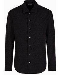 Emporio Armani - Shirt With All-over Diagonal Flocked Print - Lyst