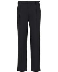 Emporio Armani - Twill Chinos With Darts And A Pleat - Lyst