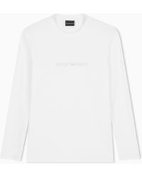 Emporio Armani - Slim-Fit Pima Jersey Jumper With Printed Logo - Lyst