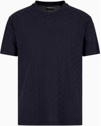 Emporio Armani - Jersey T-Shirt With All-Over Jacquard Pattern - Lyst