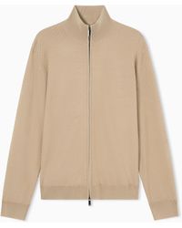 Emporio Armani - Icon Viscose Blend Chevron Full-Zip Cardigan - Lyst
