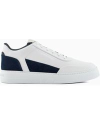 Emporio Armani - Leather And Suede Sneakers With Side Logo - Lyst