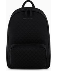 Emporio Armani - Nylon Backpack With All-Over Jacquard Eagle - Lyst