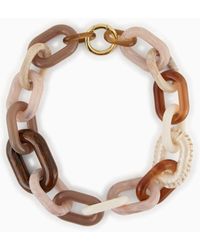 Emporio Armani - Chain Choker Necklace With Raffia-effect Detail - Lyst