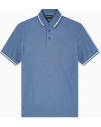 Emporio Armani - Piqué Polo Shirt With Micro Eagle Embroidery And Trim - Lyst