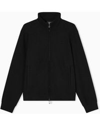 Emporio Armani - Sweatshirt Mit Durchgehendem Reißverschluss Aus Interlock-Jersey Aus Einer Lyocell-Mischung Mit Jacquard-Schriftzug - Lyst