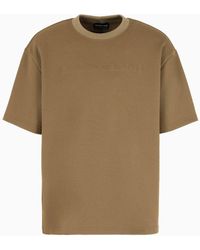Emporio Armani - T-shirt Aus Interlock-pikee Mit Gewölbtem, Geprägtem Logo - Lyst
