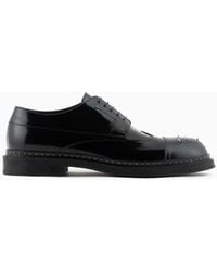 Emporio Armani - Brushed Leather Derby Shoes With Studs - Lyst