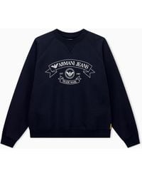 Emporio Armani - Cotton Sweatshirt With Crew Neck And Raglan Sleeves And Logo - Lyst