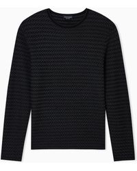 Emporio Armani - Icon Virgin-Wool Jumper With A Two-Tone Chevron Motif - Lyst