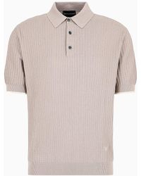 Emporio Armani - Patterned-knit Polo Shirt - Lyst