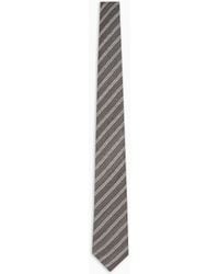 Emporio Armani - Pure Silk Tie With Jacquard Stripes - Lyst