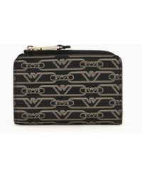 Emporio Armani - Bifold Wallet With All-Over Monogram Print - Lyst