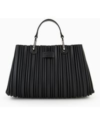 Emporio Armani - Asv Myea Small Shopper Bag In Pleated, Recycled Faux Nappa Leather - Lyst