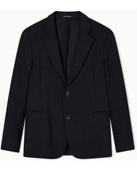 Emporio Armani - Chaqueta De Abotonadura Sencilla En Punto Técnico Con Microtextura De Efecto Tridimensional - Lyst