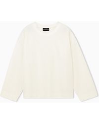 Emporio Armani - Crew Neck Cotton Jacquard Jumper With A Chevron Pattern - Lyst
