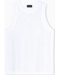 Emporio Armani - Mercerised Tank Top With Rhinestones - Lyst
