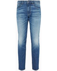 Emporio Armani - J06 Slim-fit, 12.2 Oz Stone-washed Denim Jeans With Veining - Lyst
