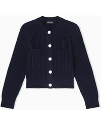 Emporio Armani - Fisherman's-Rib Knit Cardigan - Lyst