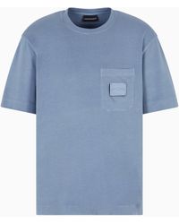 Emporio Armani - Asv Jersey T-Shirt With Leather Logo Patch - Lyst