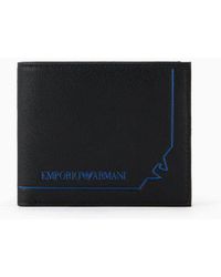 Emporio Armani - Asv Regenerated Saffiano Leather Card Holder Wallet With Graphic Design Eagle - Lyst