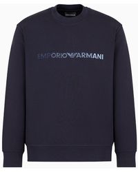Emporio Armani - Felpa In Double Jersey Con Ricamo Logo - Lyst