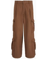 Emporio Armani - Sustainability Values Capsule Collection Garment-dyed Organic Poplin Cargo Trousers - Lyst