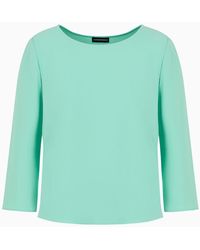 Emporio Armani - Technical Cady Blouse With Satin Side Inserts - Lyst