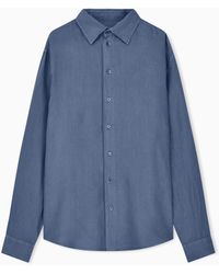 Emporio Armani - Garment-Dyed Linen Shirt With French Collar - Lyst