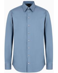 Emporio Armani - Stretch, Polished Cotton Shirt With Classic Collar - Lyst