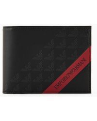Emporio Armani - Asv Smooth Regenerated Leather Coin Pocket Wallet With Red Band - Lyst
