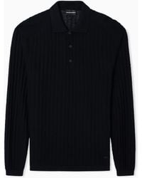 Emporio Armani - Wool And Lyocell-Blend Polo Collar Jumper - Lyst