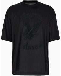 Emporio Armani - Asv Clubwear Oversize T-shirt In Lyocell-blend Jersey With Rhinestone Patch And Embroidery - Lyst