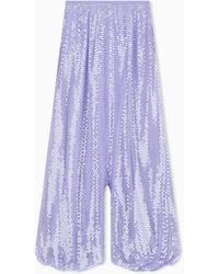 Emporio Armani - Mesh Crochet Trousers With All-Over Sequins - Lyst