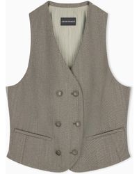 Emporio Armani - Double-Breasted Virgin Wool Gilet - Lyst