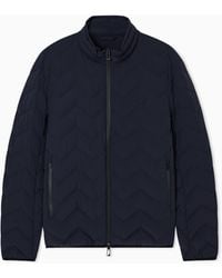 Emporio Armani - Nylon Down Jacket With Zip And Chevron Quilting Essential - Lyst