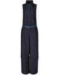 Emporio Armani - Lightweight Denim Jumpsuit With Embroidery On The Pocket - Lyst