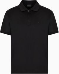 Emporio Armani - Asv Lyocell-Blend Jersey Polo Shirt With Zip - Lyst
